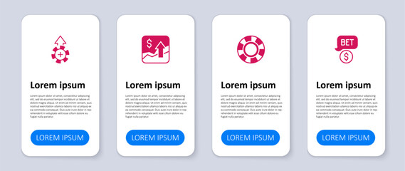 Set Casino chip with dollar, chips, Financial growth increase and . Business infographic template. Vector