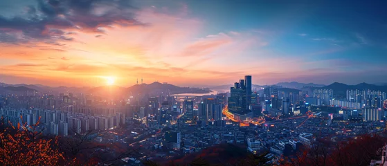 Zelfklevend Fotobehang Seoul City Beautiful Panorama view © Mishi