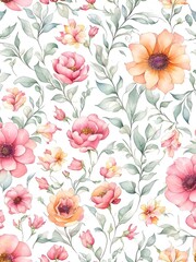 Seamless Floral Pattern Pastel Color Flowers 