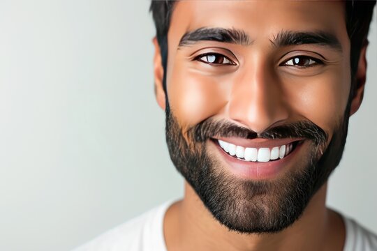 A closeup photo portrait of a handsome Indian man. Ai generative