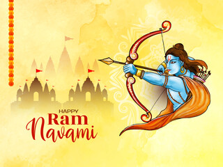Cultural Happy Ram navami Hindu festival card design - obrazy, fototapety, plakaty