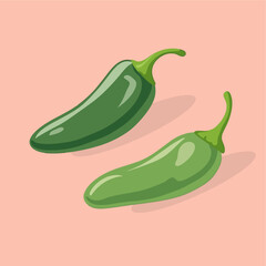 Jalapeno Chili Pepper Vector Flat Illustration