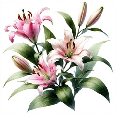 The image is an illustration of Lily , watercolor style.	
