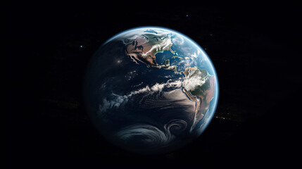 Naklejka na ściany i meble Planet earth in solar system, isolated with black background