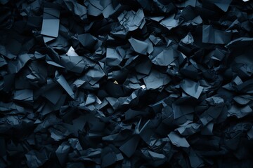 Elegant Black Crumpled Paper Texture. Mesmerizing Low Light Background for Artistic Projects