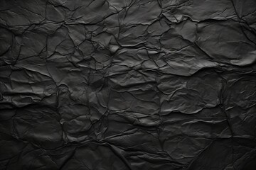 Black Crumpled Paper Texture on Low Light Background for Creative Design Projects