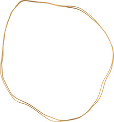 Gold scribble circle doodle shape illustration on transparent background.
