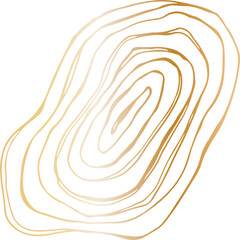 Gold scribble circle doodle shape illustration on transparent background.
