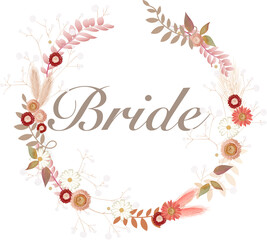 Braut Kränzchen in zarten Farbtönen mit Schriftzug
