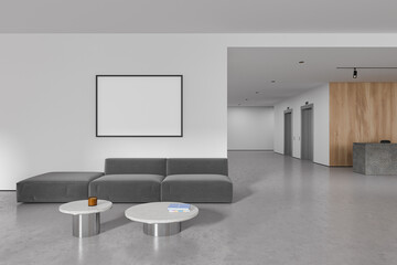Modern office lobby interior elevator and waiting space, mock up frame © ImageFlow