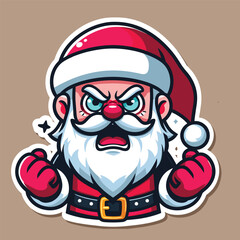 ANGRY CARTOON SANTA CLAUS ILLUSTRATION VECTOR