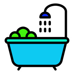 Bathtub icon color lineal style for download (hotel pack)