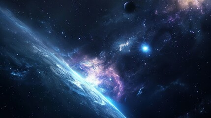 Obraz premium Sky space Aurora background. Colorful milky way galaxy night stars family landscape with stars, moon, nebula and galaxy