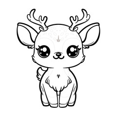 SVG Cute deer Line art coloring page