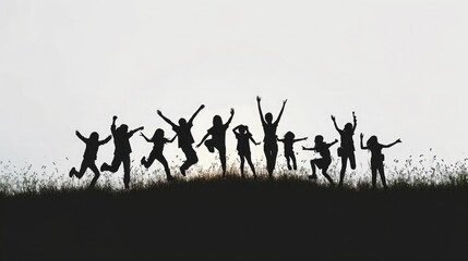 Obraz na płótnie Canvas Silhouette of people happy time