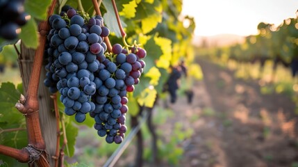 Ripe grapes growing in vineyard