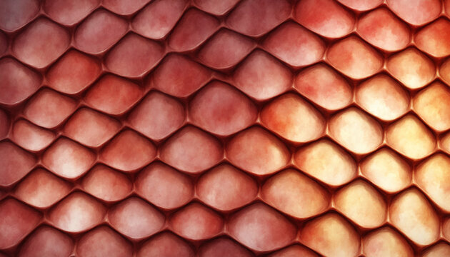 A red dragon scale emitting on golden light texture,Snake Scale,Dinosaur Scale,Texture