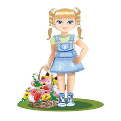 little girl with flowers