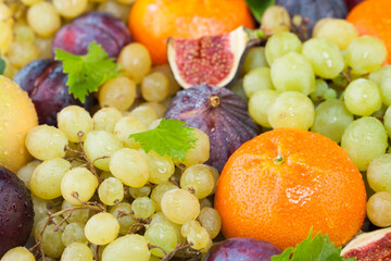 Naklejka na ściany i meble Fresh fruit closeup. Organic food background