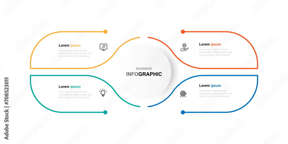 Poster Design template infographic vector element with 4 step process or options suitable for web presentation and business information 