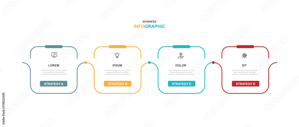 Poster Design template infographic vector element with 4 step process or options suitable for web presentation and business information 