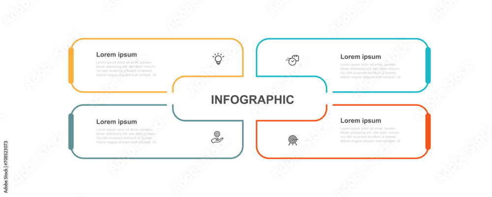 Poster Template line vector infographic element with 4 step process or options suitable for web presentation and business information 