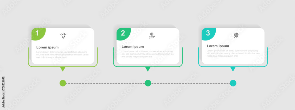 Aufkleber modern design template infographic vector element with 3 step process or options suitable for web pr
