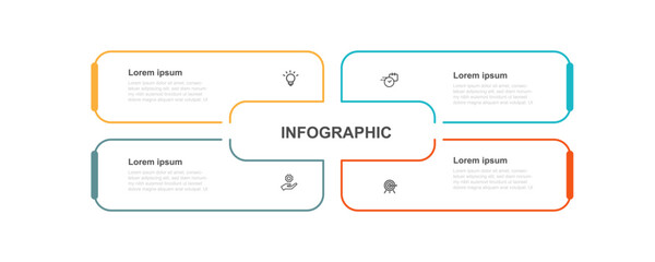 Template line vector infographic element with 4 step process or options suitable for web presentation and business information 