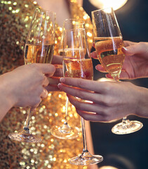 Celebration. People holding glasses of champagne making a toast