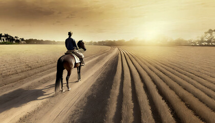 farmer peasant man working on harvest in wheat field