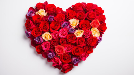 Valentine's Day Heart Made of Red Roses Isolated on White Background