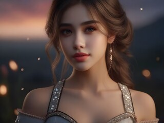 Elegance personified in this stunning portrait of a woman. AI generated art