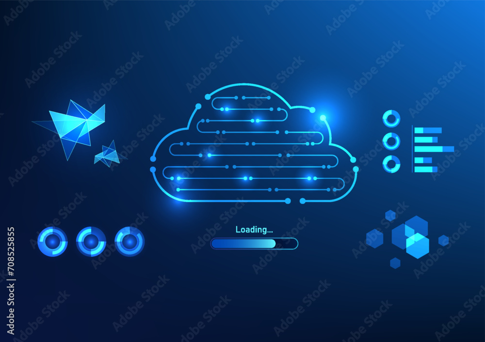Poster cloud technology background that is a technology circuit equipped with high-tech digital loading scr