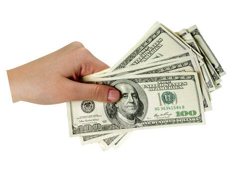 hand holding money dollars, High quality transparent image