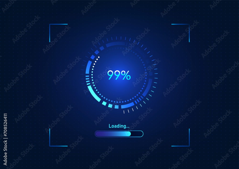 Poster technology background, hi tech digital data loading screen via network show data percentage status h