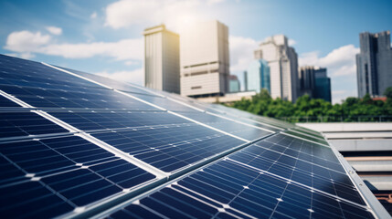 Obraz premium Solar panels on the roof of the house, home solar electric system, renewable alternative energy and sustainability concept.