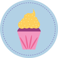 cupcake with cream and cofetti multicolored sprinkles flat illustration 
