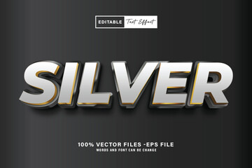 Silver Vector 3D Editable Text Effect Style, or vector Silver text effect template, editable text effect