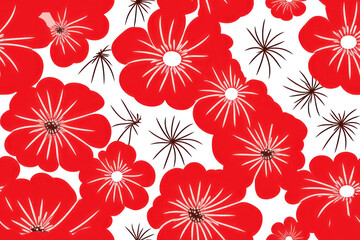Flower Power: A Vibrant Floral Pattern on a White Background, Seamless and Graphic