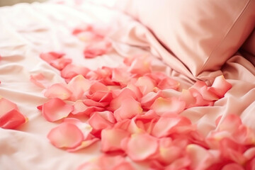 Obraz na płótnie Canvas Bedroom Elegance with Rose Petals