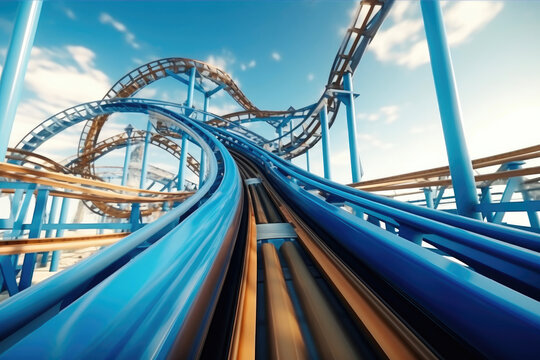 Thrilling Roller Coaster Ride: First-Person Perspective