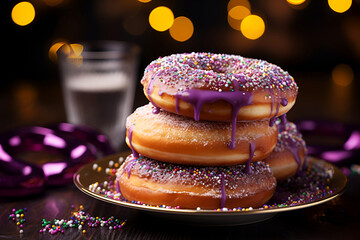 Krapfen, kreppel, donuts traditional food for Mardi Gras.