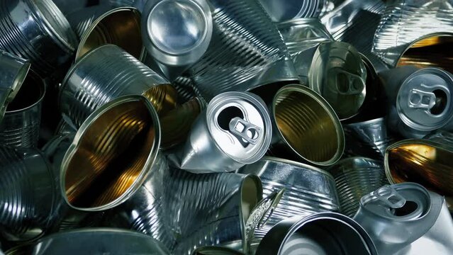 Aluminum And Tin Cans Pile Recycling Concept
