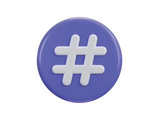Obraz premium 3d hashtag icon on purple circle button vector illustration