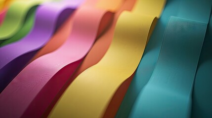 Colorful ribbons background, closeup of photo, soft focus