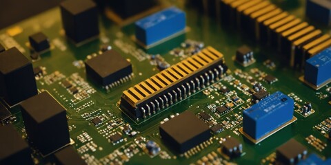 Close-up of electronic circuit board. Electronic computer hardware technology.