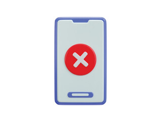 3d smartphone with cross mark error icon vector illustration