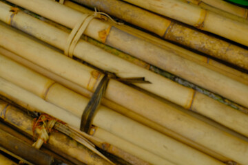 Fototapeta premium Background Photography. Textured Background. A pile of bunches of old yellow bamboo. Old bamboo is collected on the side of the road for building construction. Bandung, Indonesia