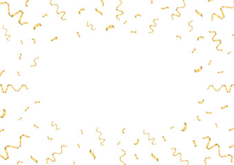Golden Confetti Background. Falling Confetti for Party, Birthday, Celebration or Anniversary. Vector Illustration on White Background. 