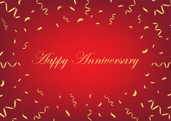 Happy Anniversary Greeting Card with Confetti. Vector Illustration. 